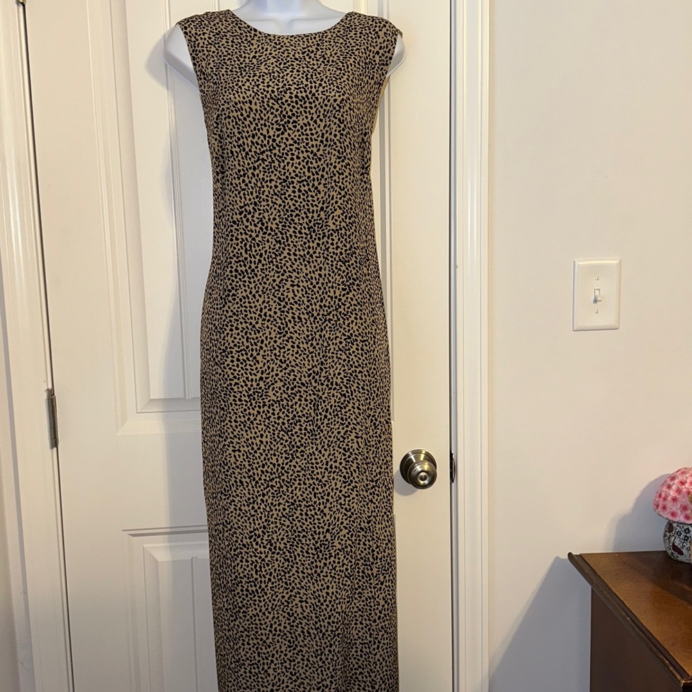 Spenser Jeremy Taupe and Black Leopard Print Maxi Dress